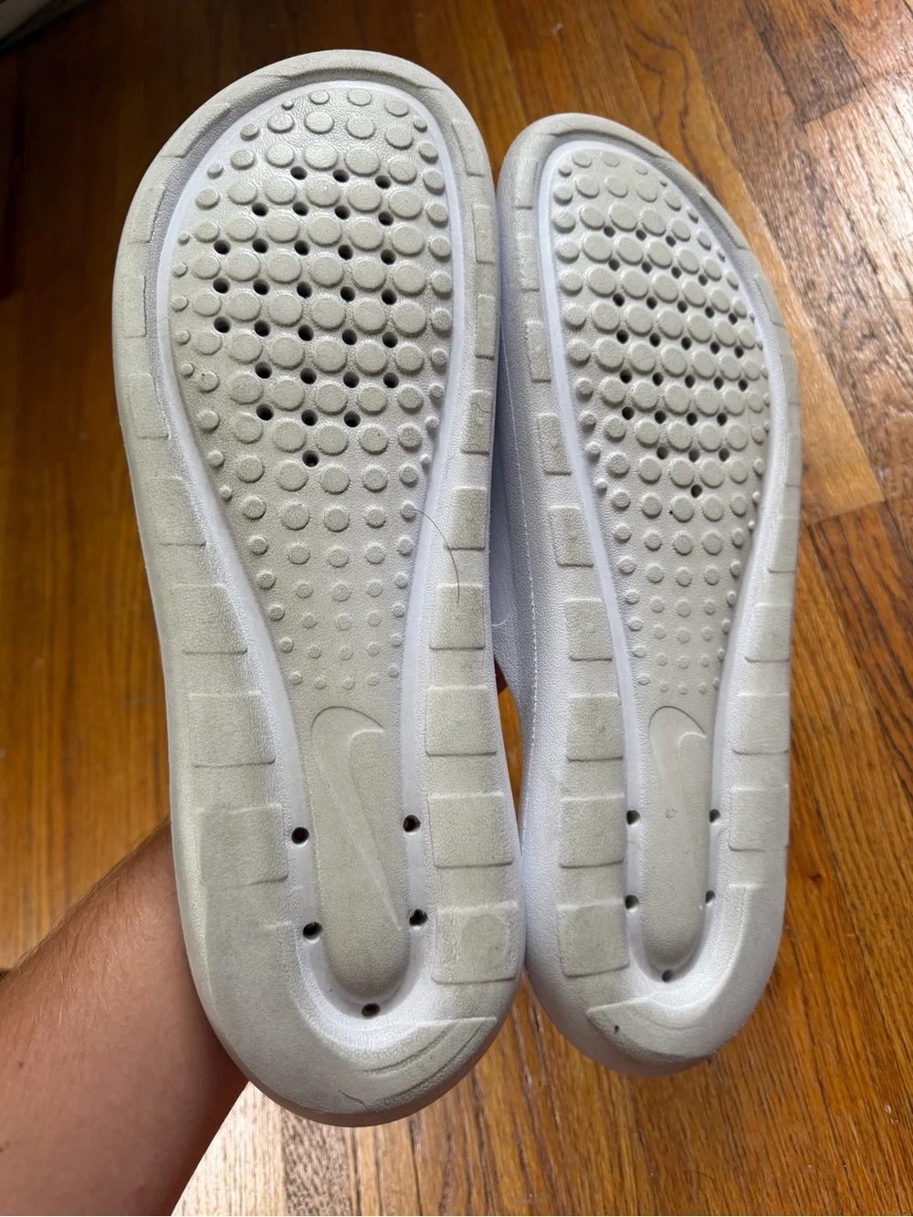 Nike Men’s White Slide Sandals with Perforated Logo